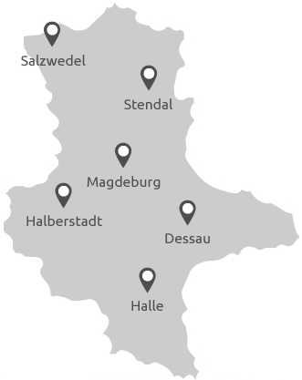 Karte von Sachsenanhalt | Für diese Städte können Sie Stellenanzeigen aufgeben
